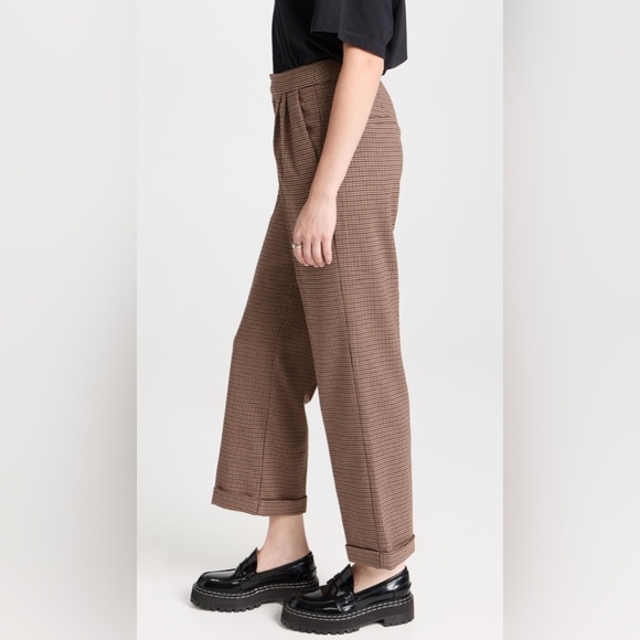PAIGE Brown Houndstooth High Waist Wide Leg Pants Size 10 NWOT - Picture 3 of 10